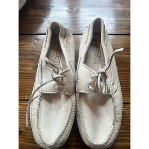 Dexter Mens Boat Shoes 10 WW White Leather USA Made Nautical Loafers 378964
